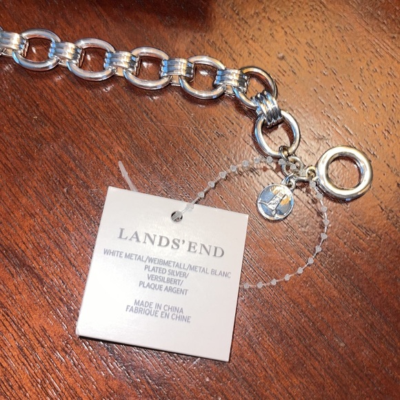 Silver tone link bracelet, with toggle close, by Lands End. - Picture 4 of 9